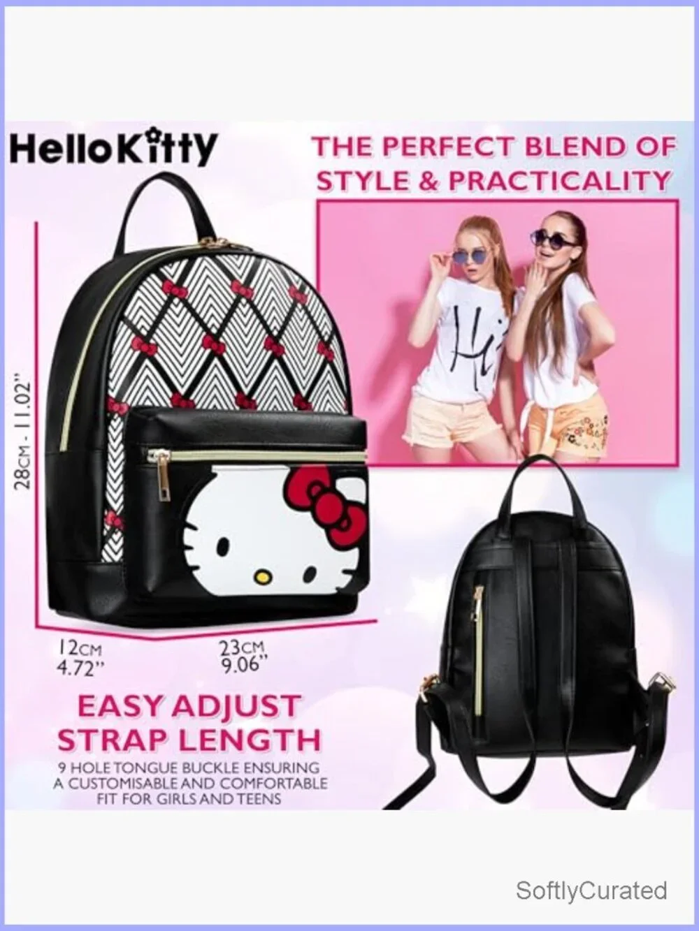 Faux Leather Daypack Backpack for Travel School Casual Cute Kawaii Rucksack